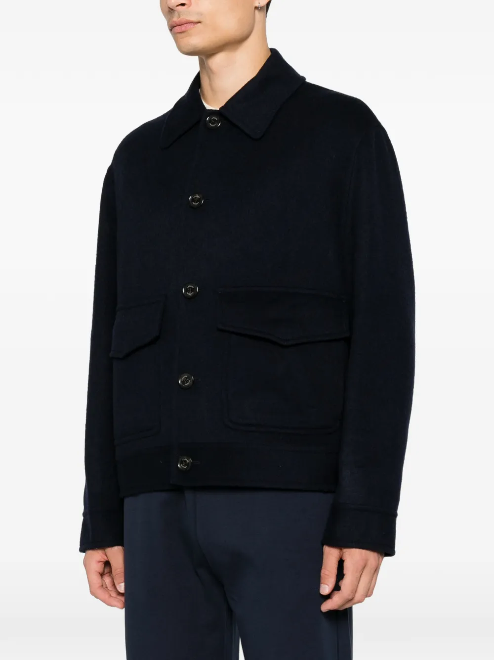 Lardini Button-up shirtjack met zakdetail Blauw