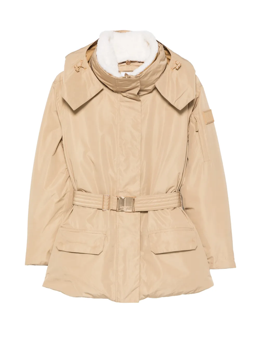 AMERL Aurora belted hooded jacket - Nude