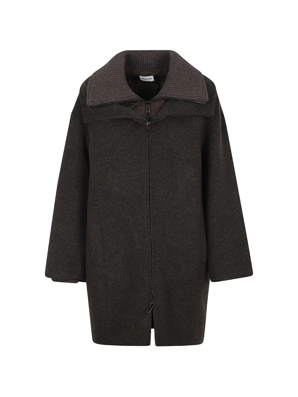 P.A.R.O.S.H. ribbed-collar zip-up coat