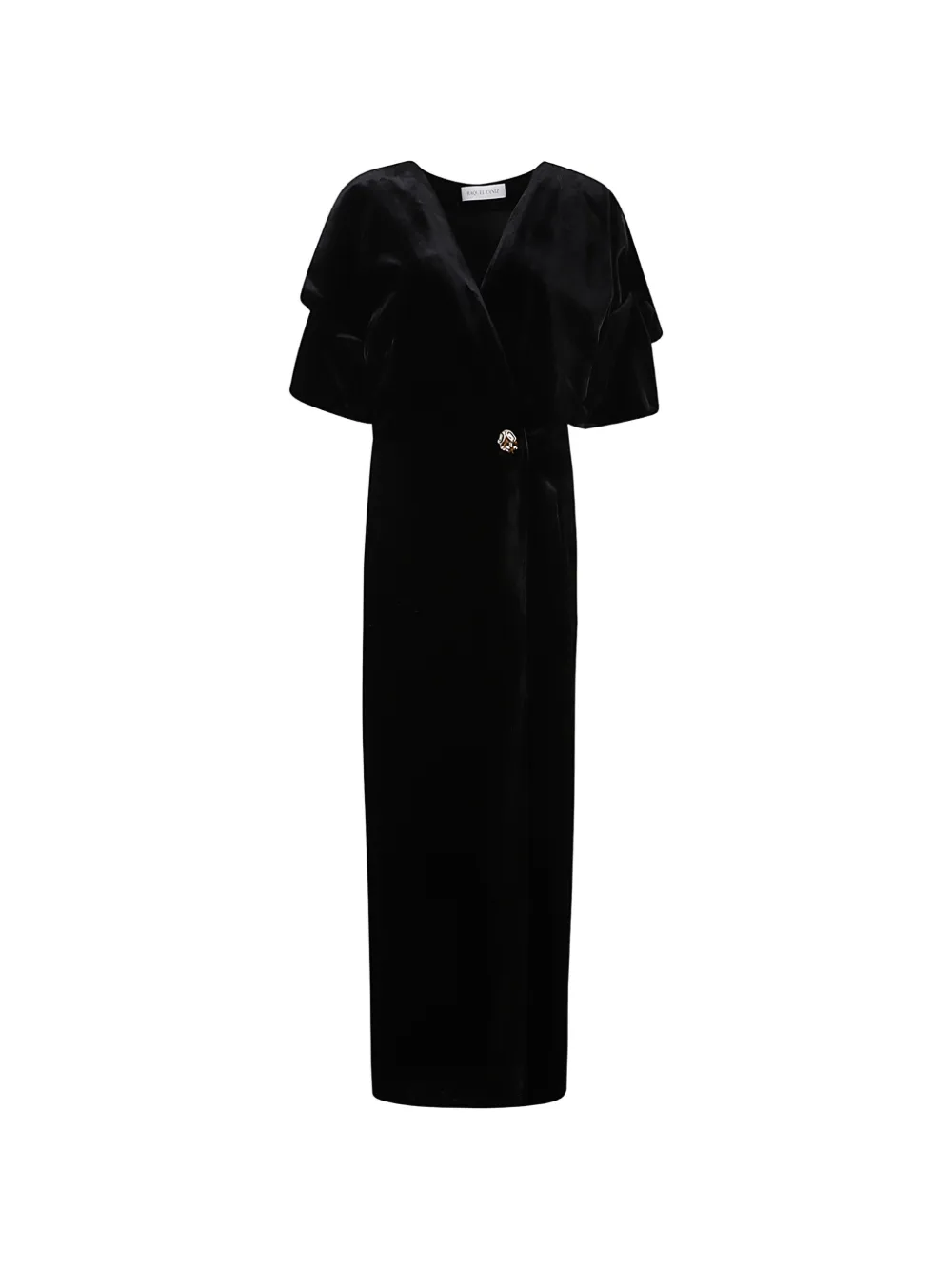 Raquel Diniz velvet wrap maxi dress Zwart