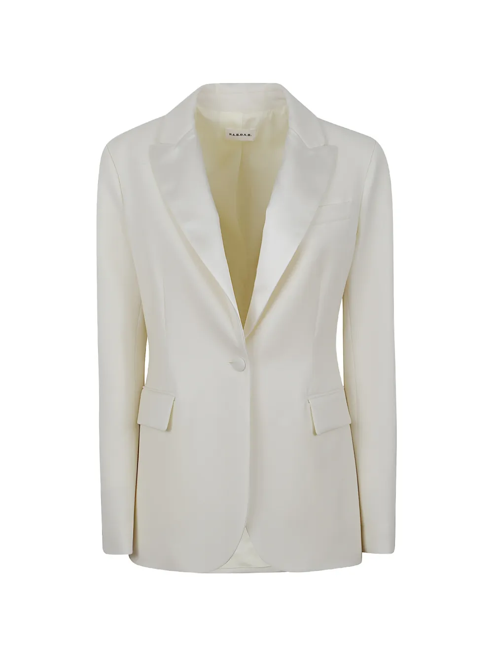 P.A.R.O.S.H. Liliuxy satin-lapel single-breasted blazer - White