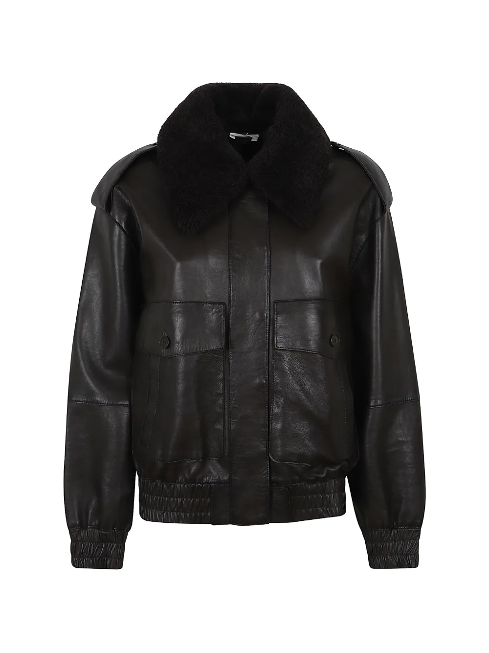 P.A.R.O.S.H. shearling-collar leather jacket - Marrone