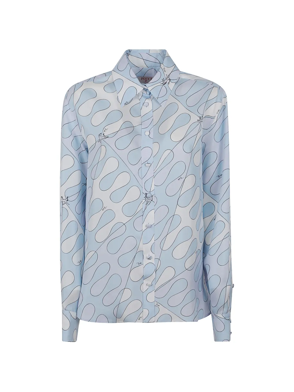 PUCCI Iride-print silk shirt Blauw