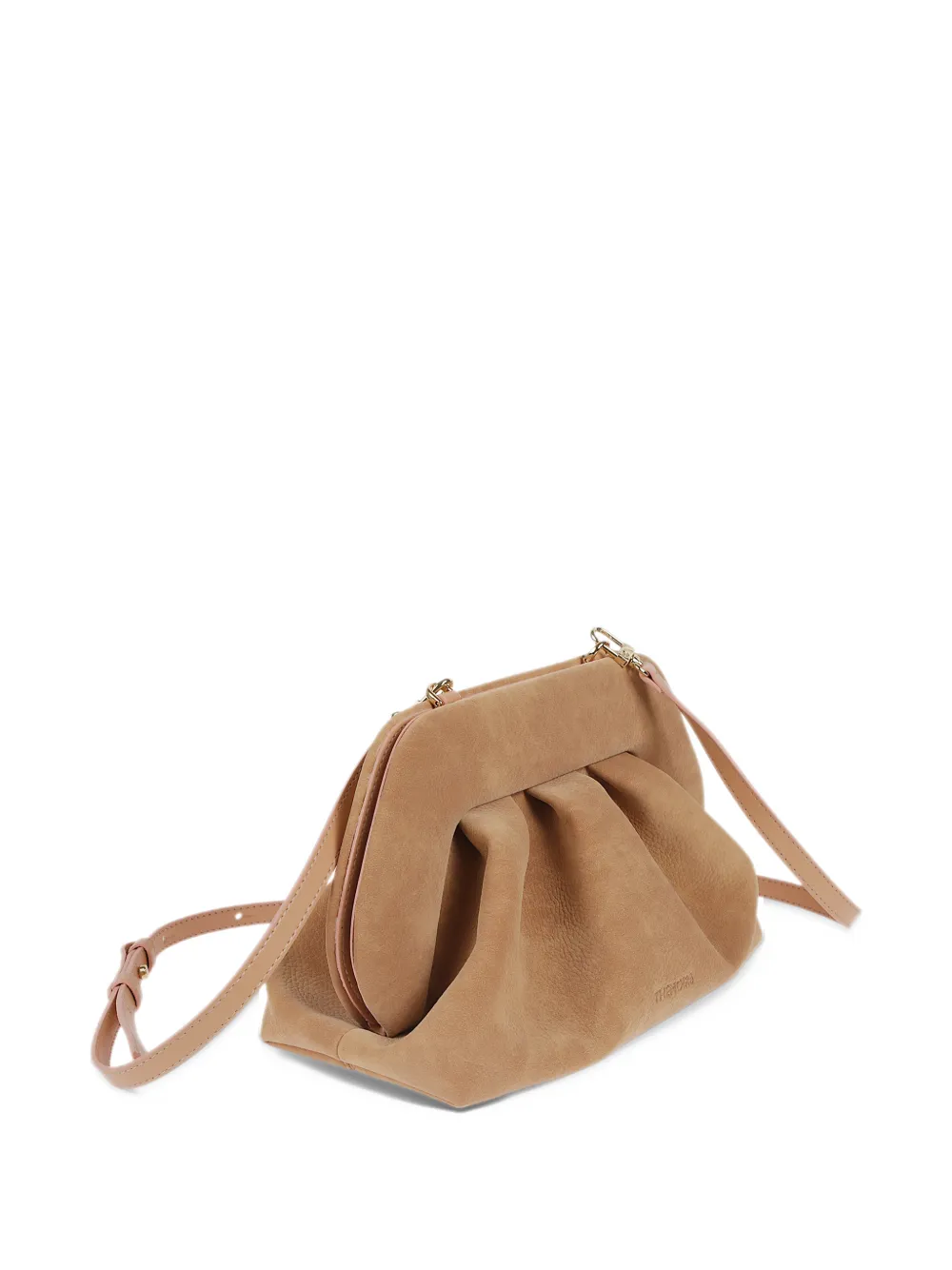 Themoirè Bios ruched clutch bag Beige