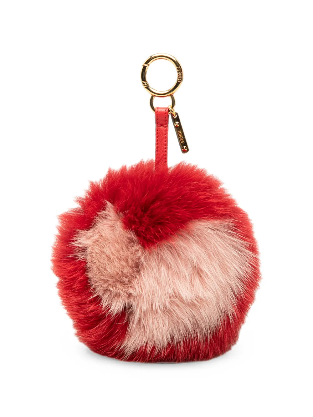 Fendi Pre-Owned 2000-2026 Schlüsselanhänger aus glänzendem Nappaleder mit Fuchspelz - Rot