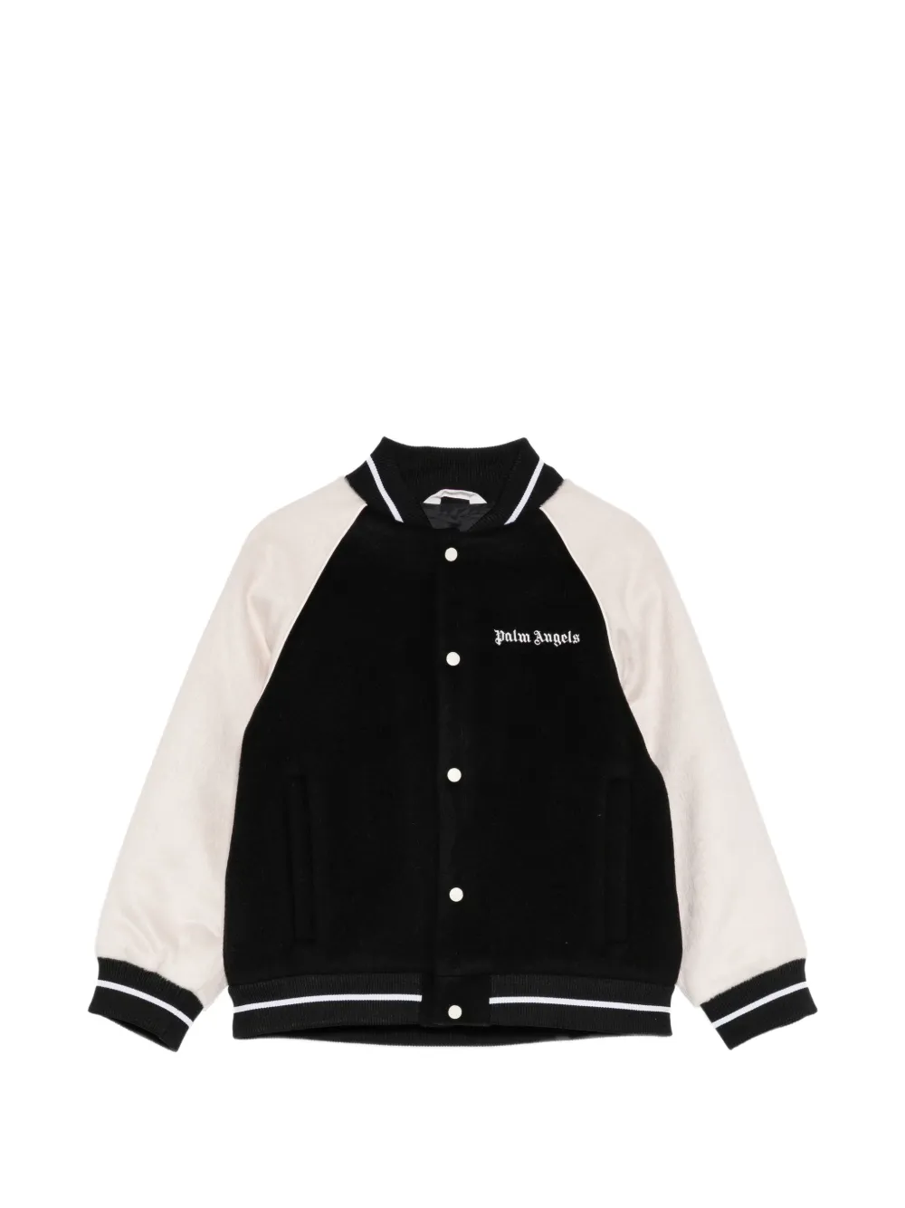 Palm Angels Kids logo-embroidered bomber jacket Zwart