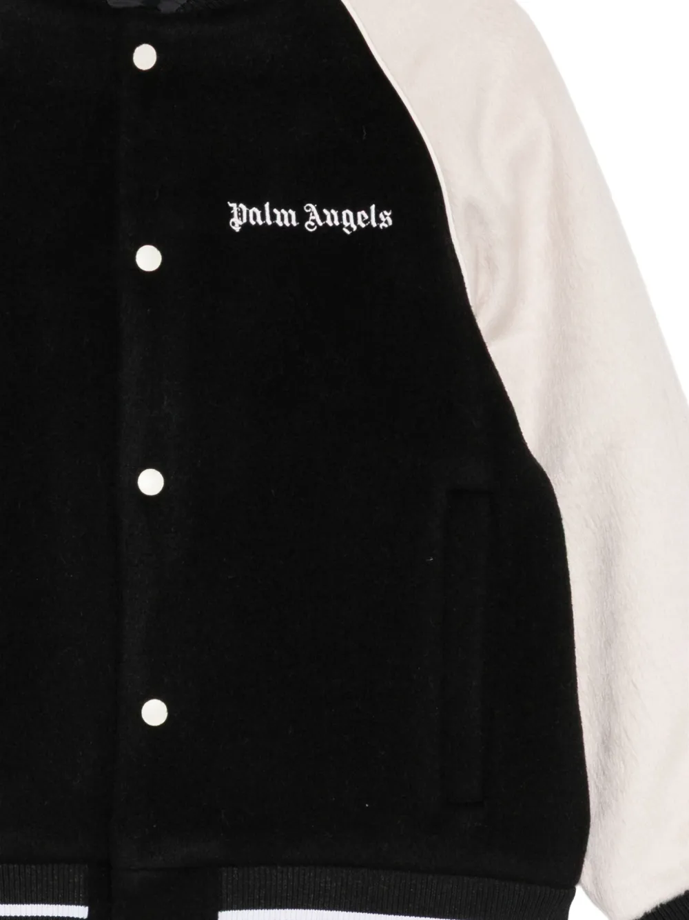 Palm Angels Kids logo-embroidered bomber jacket Zwart