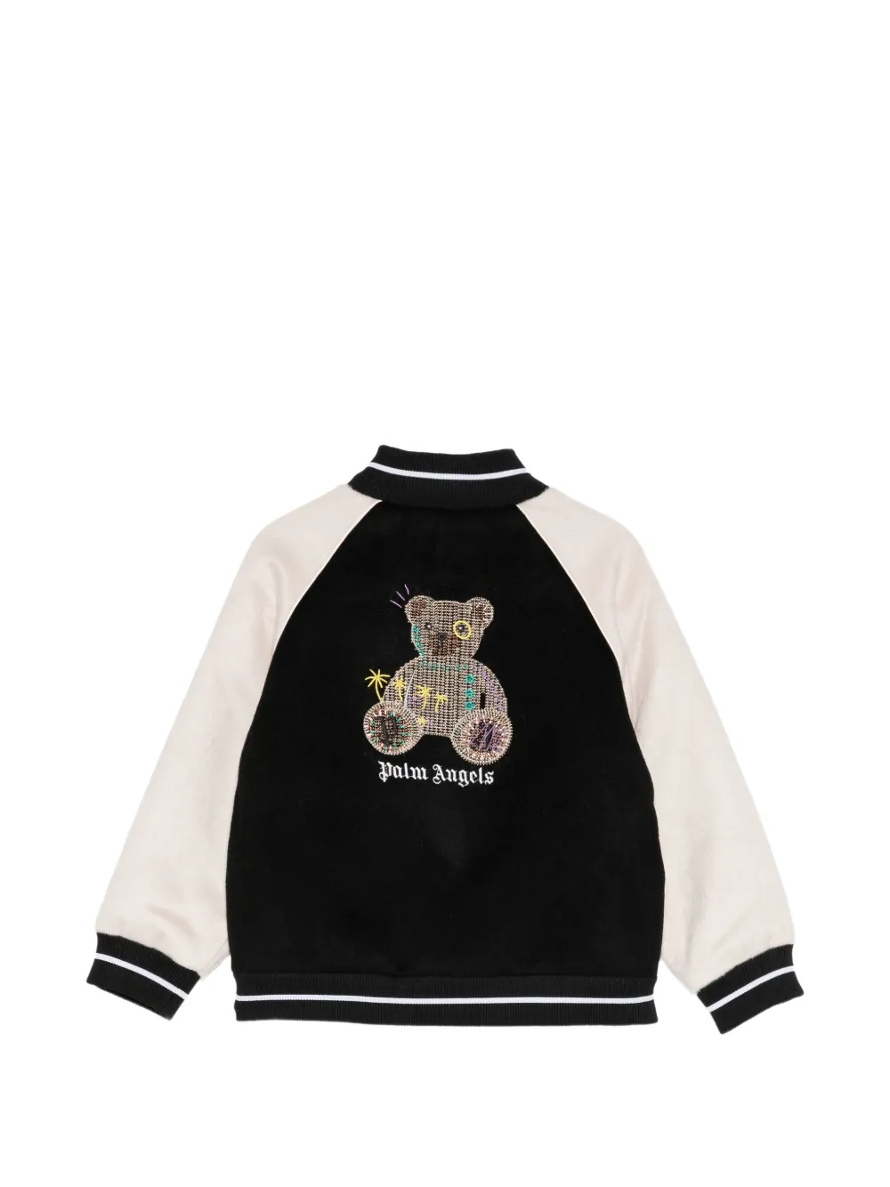 Palm Angels Kids logo-embroidered bomber jacket Zwart