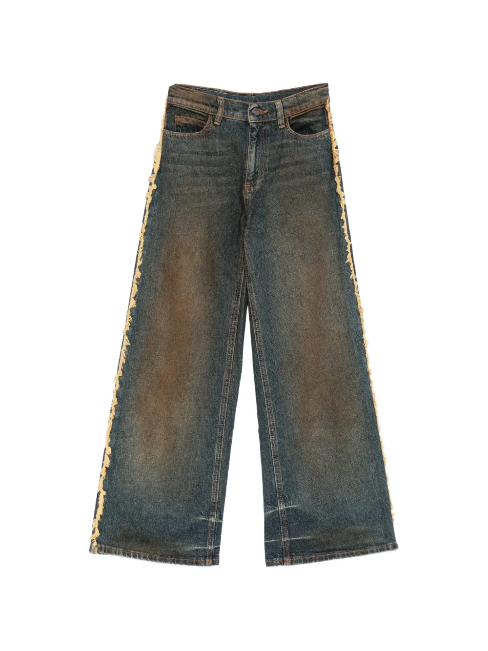 Palm Angels Kids faded wide-leg jeans Blauw