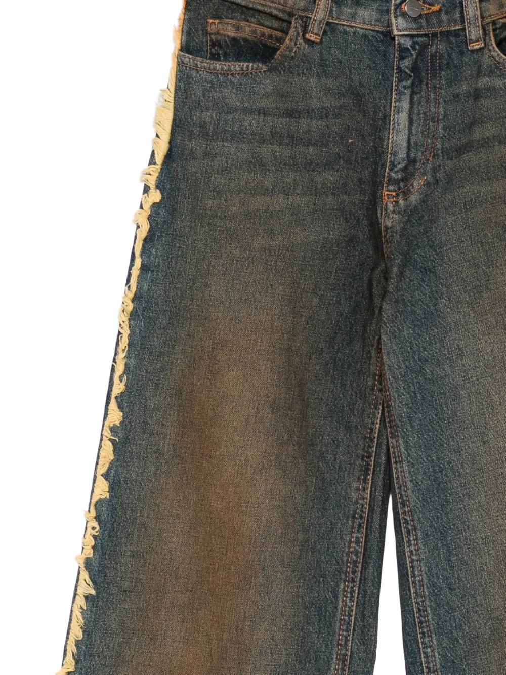 Palm Angels Kids faded wide-leg jeans Blauw