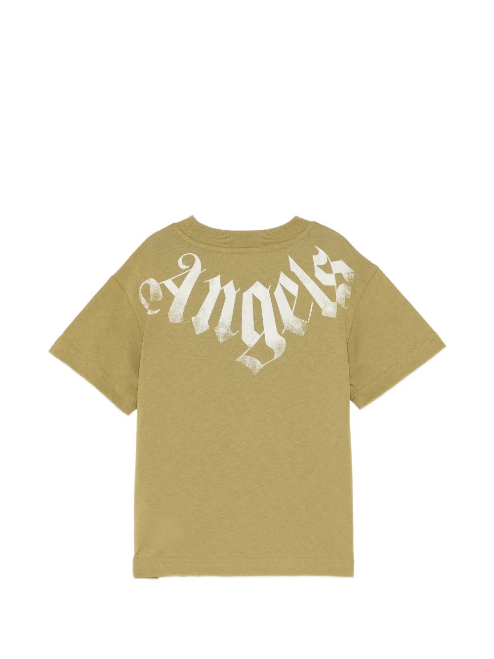 Palm Angels Kids big neck-logo T-shirt Groen