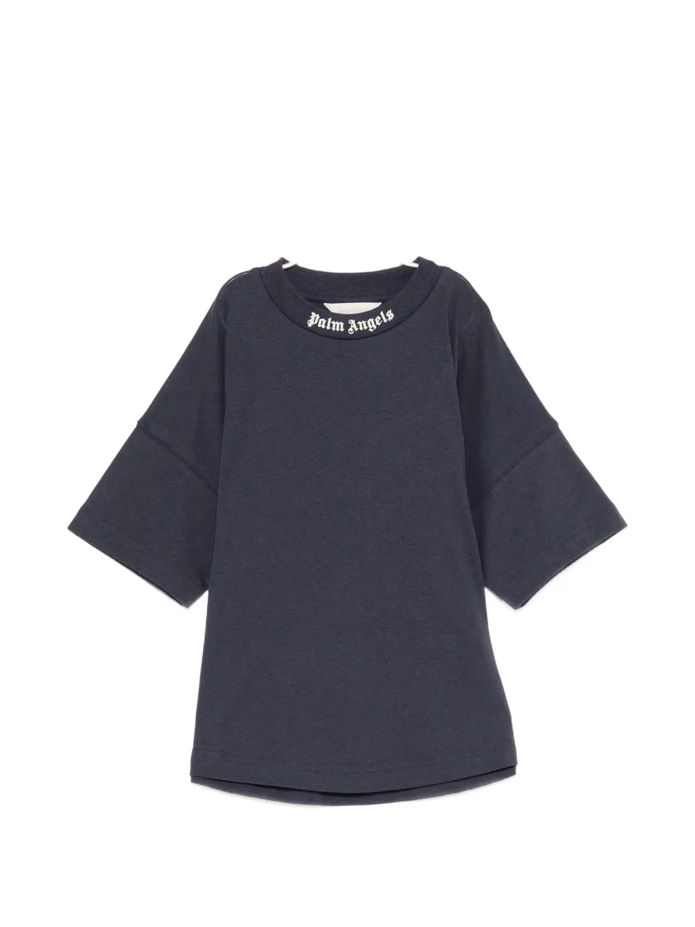 Palm Angels Kids logo-print drop-shoulder T-shirt - Grigio