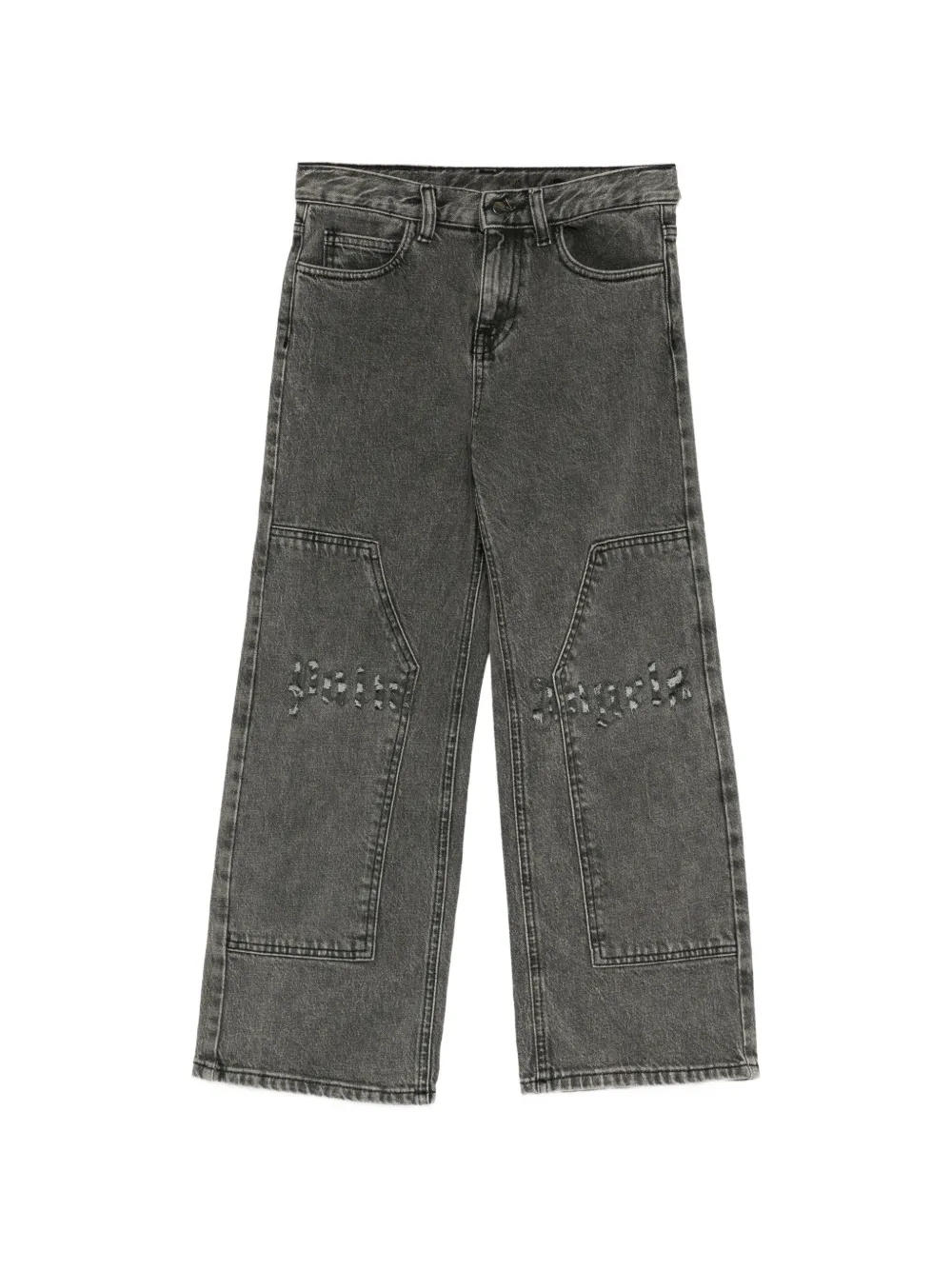 Palm Angels Kids logo destroyed jeans Zwart