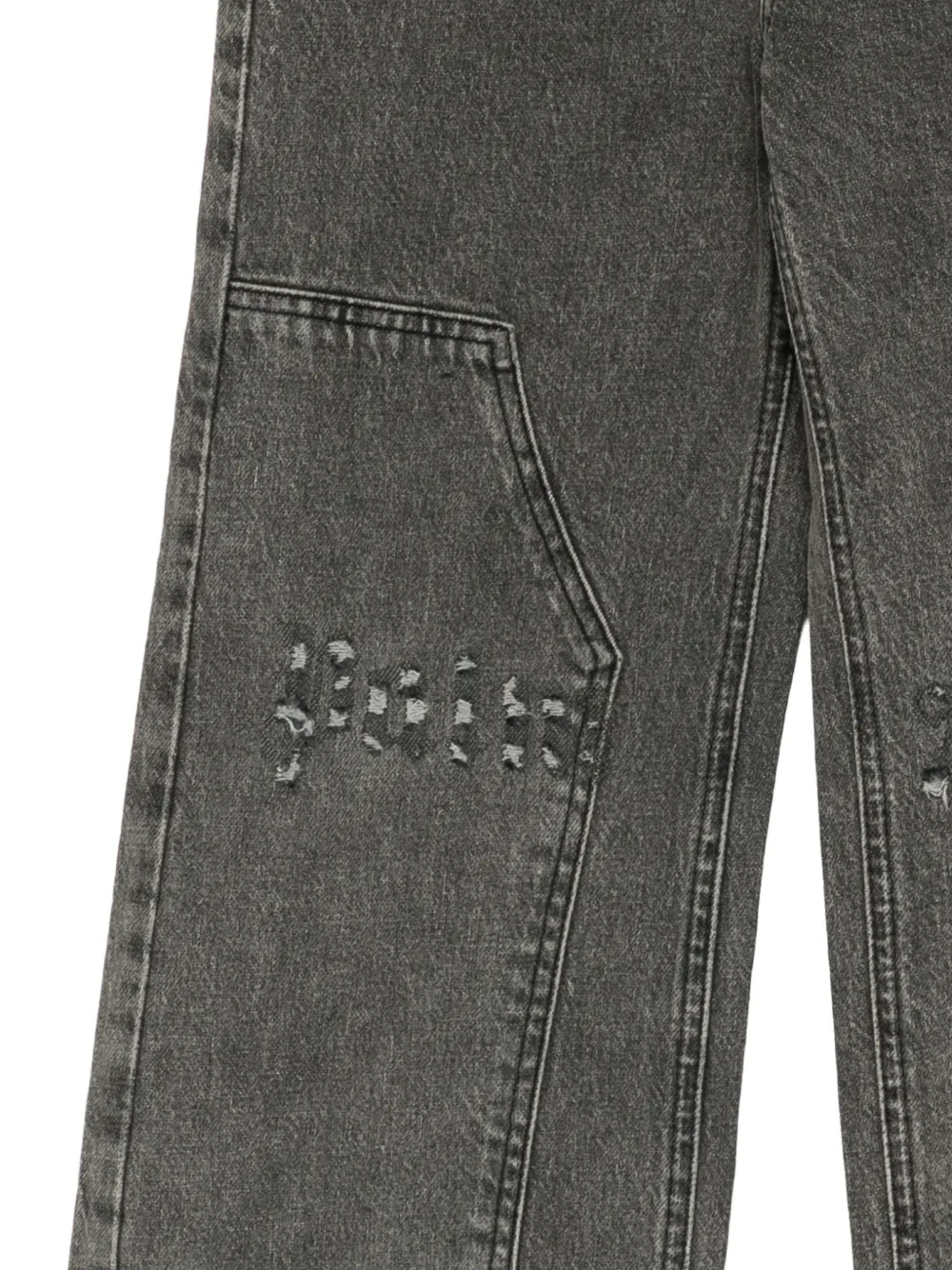 Palm Angels Kids logo destroyed jeans Zwart