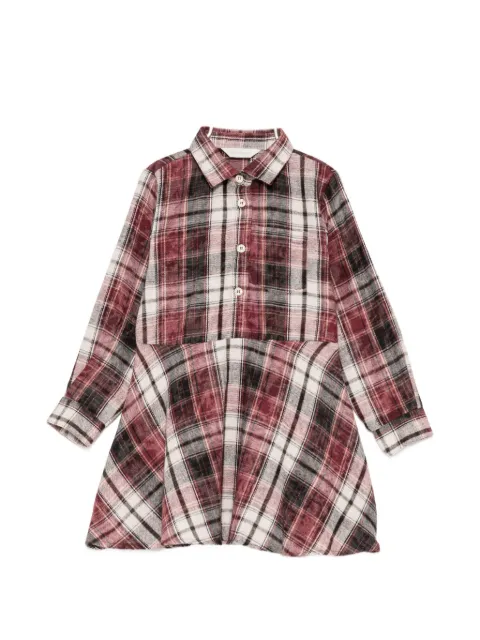 Palm Angels Kids checked logo-print flanel dress