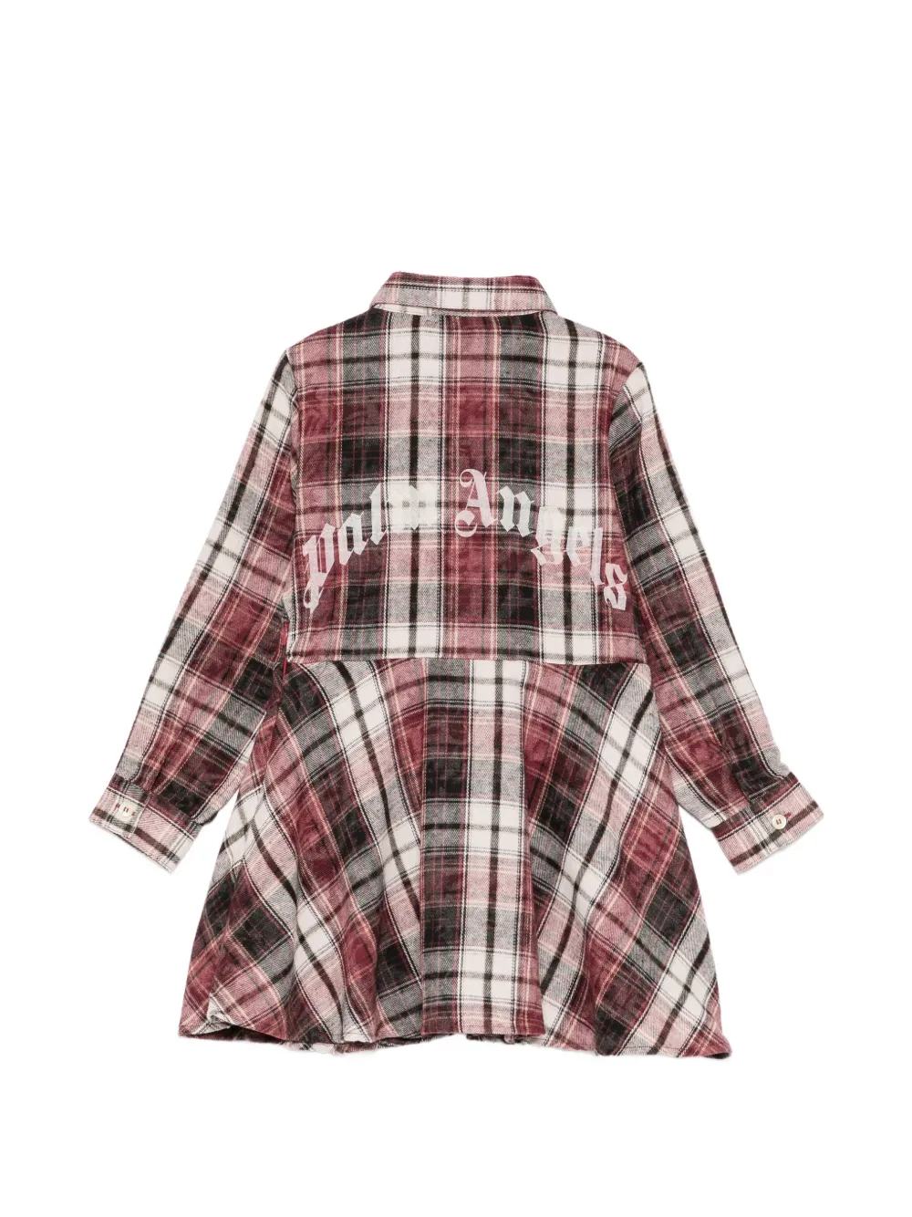Palm Angels Kids Geruite flanellen jurk met logo-print Rood