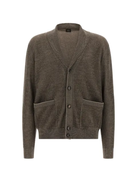 Brioni shawl-neck vanisé-weave cardigan