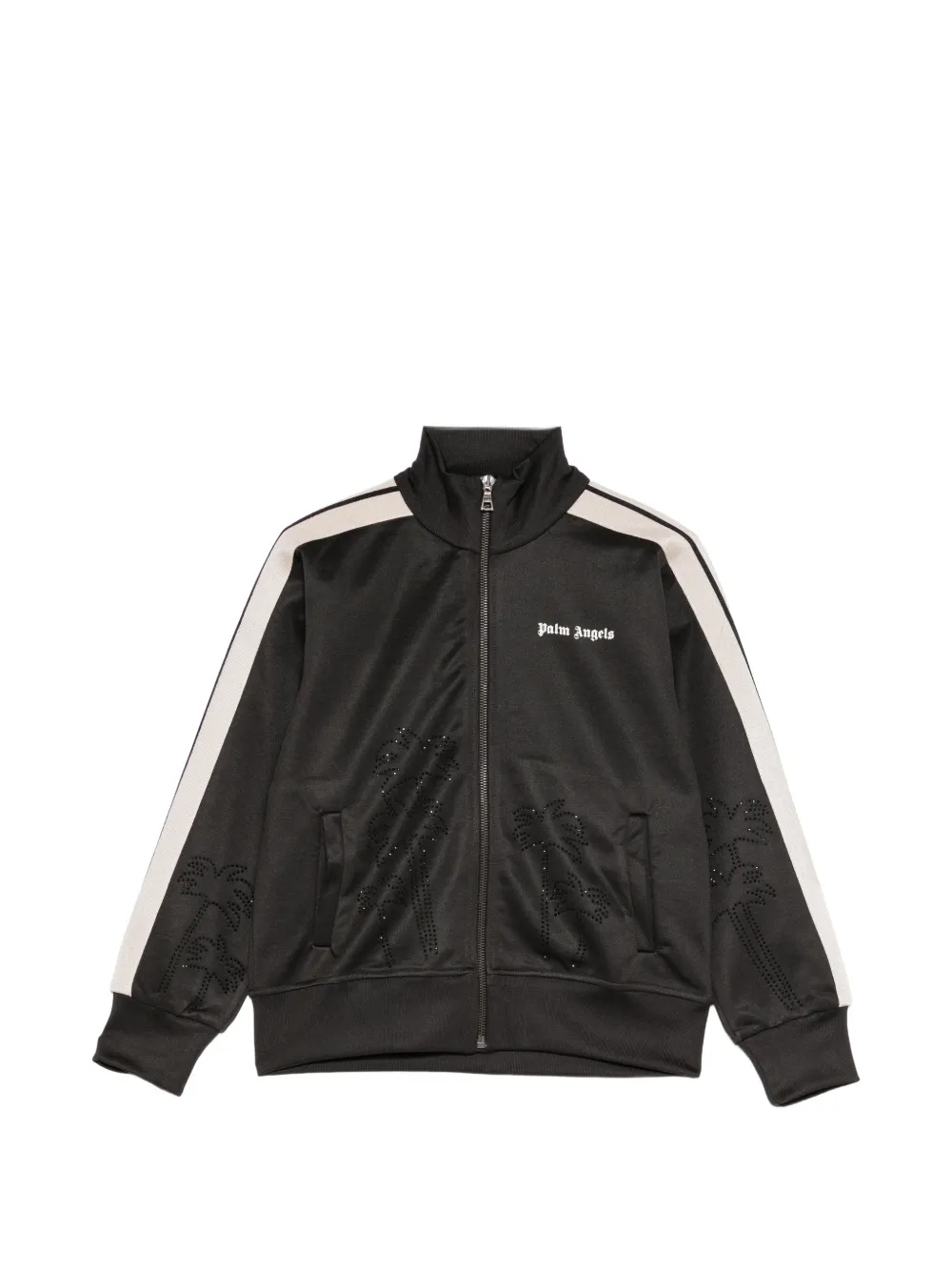 Palm Angels Kids plam-tree embellished track jacket - Schwarz