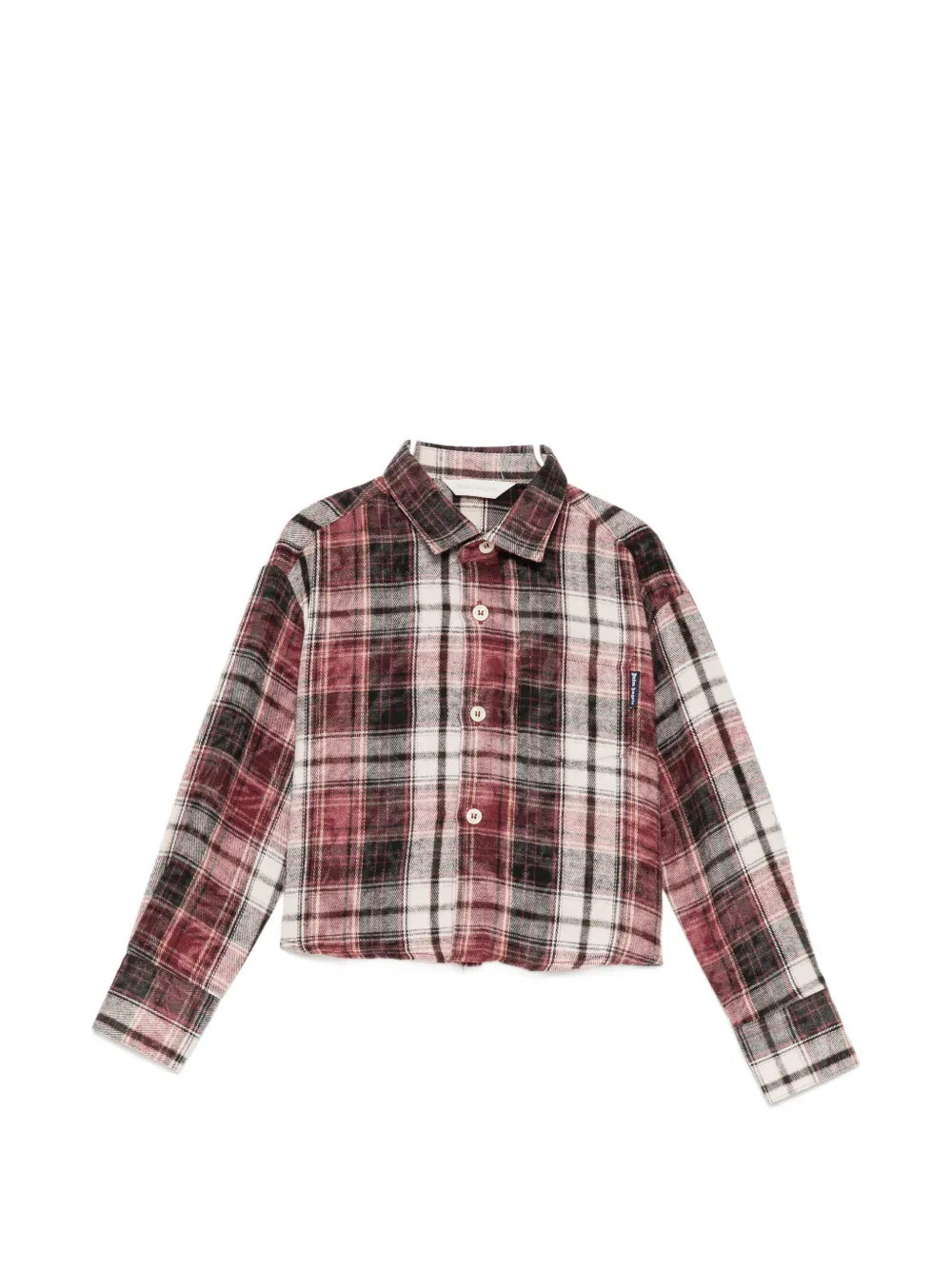 Palm Angels Kids check-pattern button-up flanel shirt - Rosso