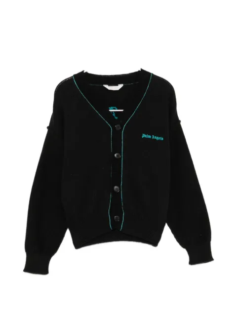 Palm Angels Kids logo-embroidered contrast-trim cardigan