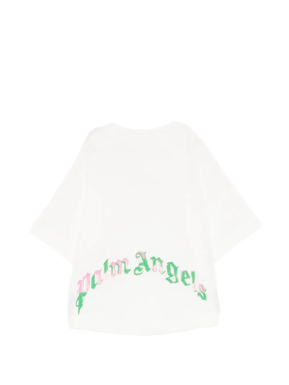 Palm Angels Kids Katoenen T-shirt met logoprint Wit