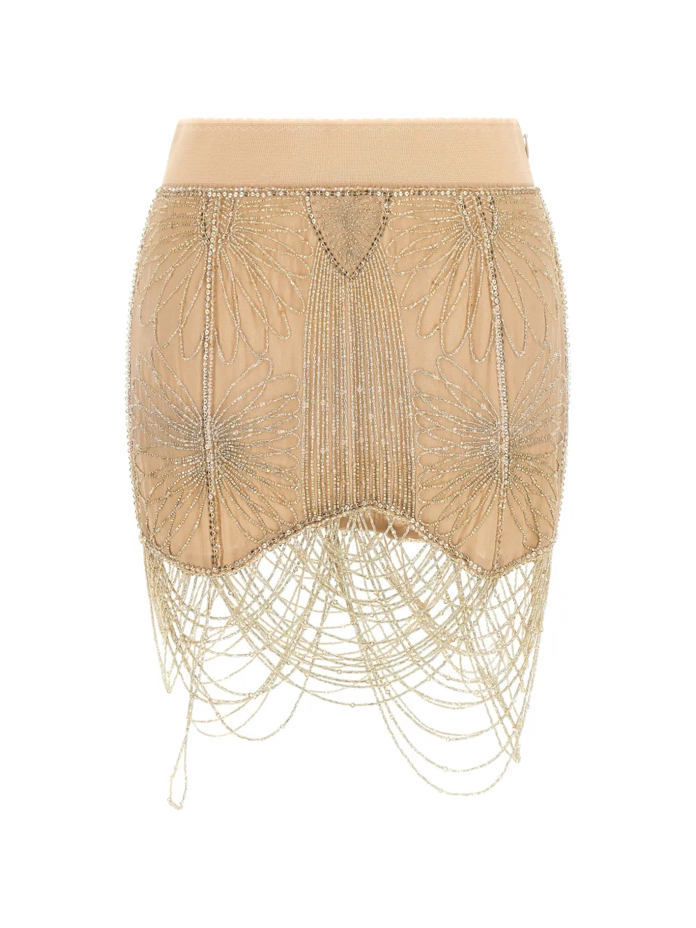 The Attico bead-embellished fringed skirt - Rosa