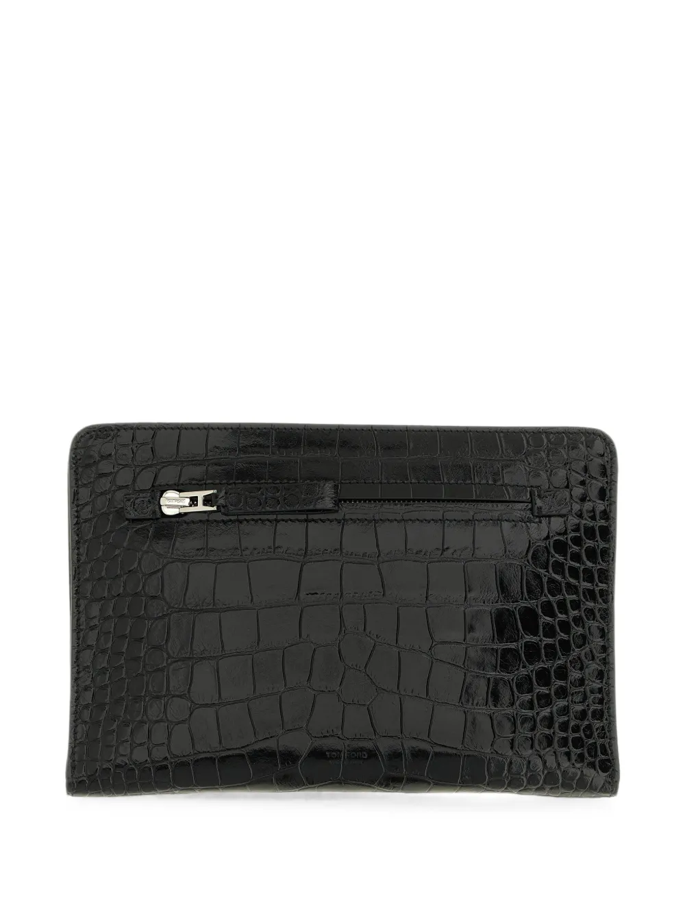 TOM FORD 크로커다일 이펙트 레더 클러치 | 블랙 | Image 1