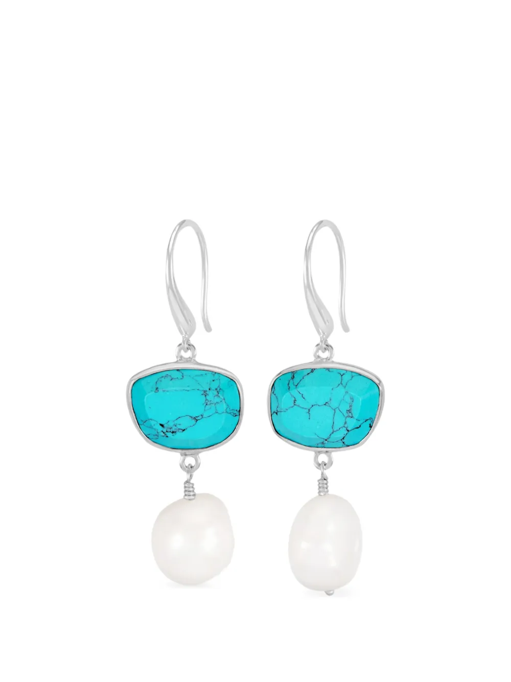 DOWER AND HALL turquoise pebble pearl drop earrings