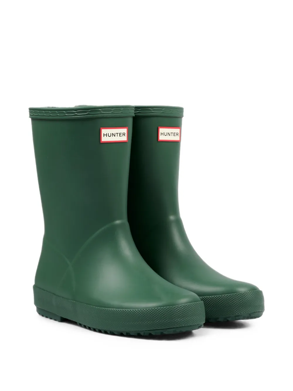 Hunter Kids Originals Wellington logo-patch boots Groen