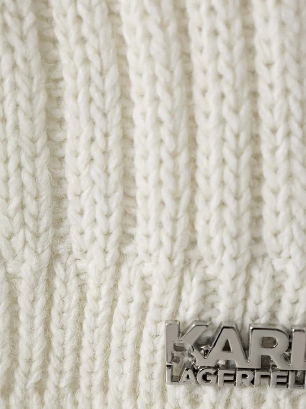Karl Lagerfeld Ribgebreide muts en sjaal Beige