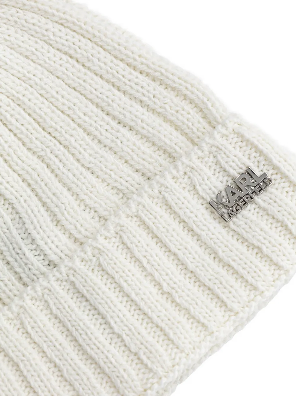 Karl Lagerfeld Ribgebreide muts en sjaal Beige