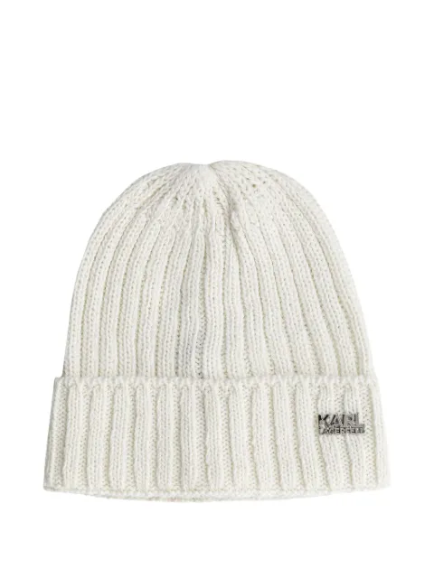 Karl Lagerfeld ribbed-knit beanie hat and scarf set