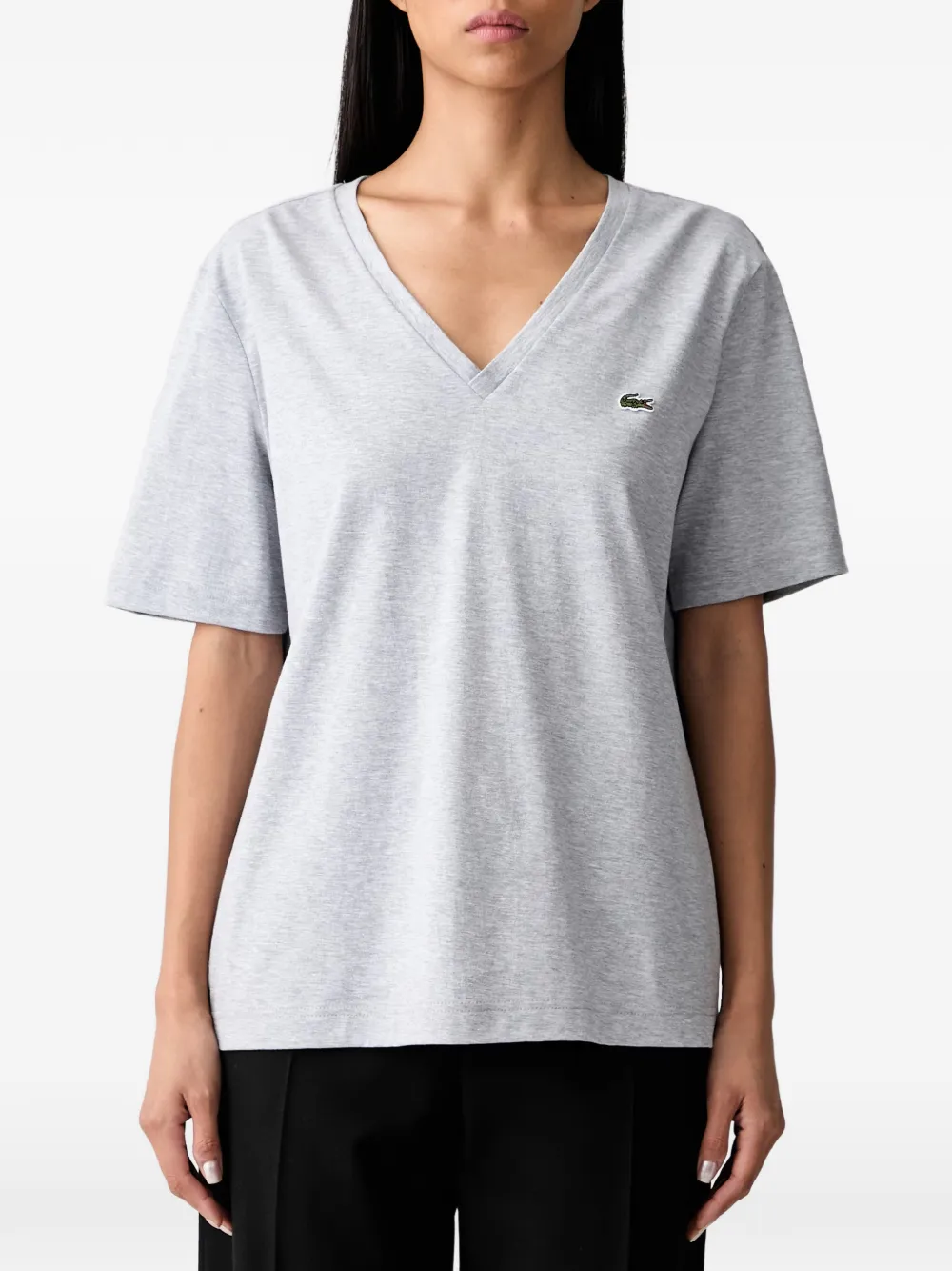 Lacoste T-shirt met logopatch Grijs