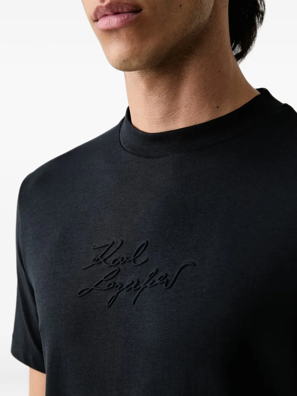 Karl Lagerfeld T-shirt met geborduurd logo Blauw