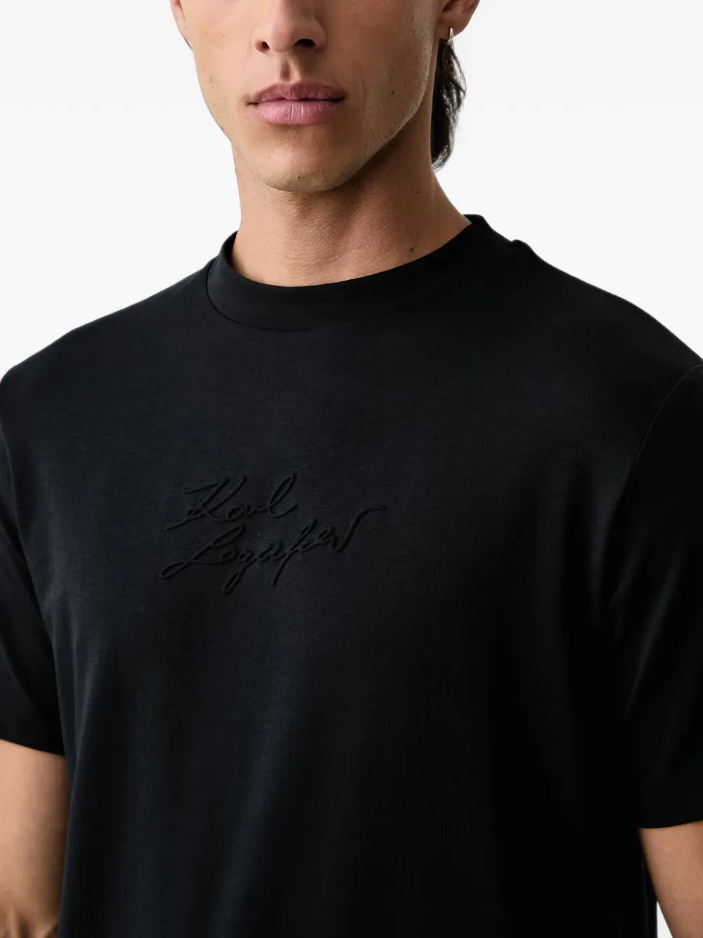 Karl Lagerfeld T-shirt met geborduurd logo Blauw