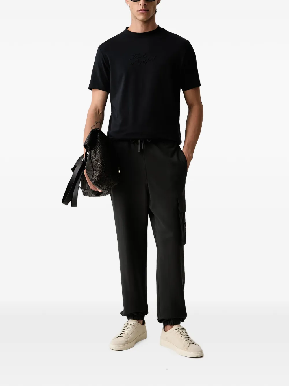 Karl Lagerfeld T-shirt met geborduurd logo Blauw