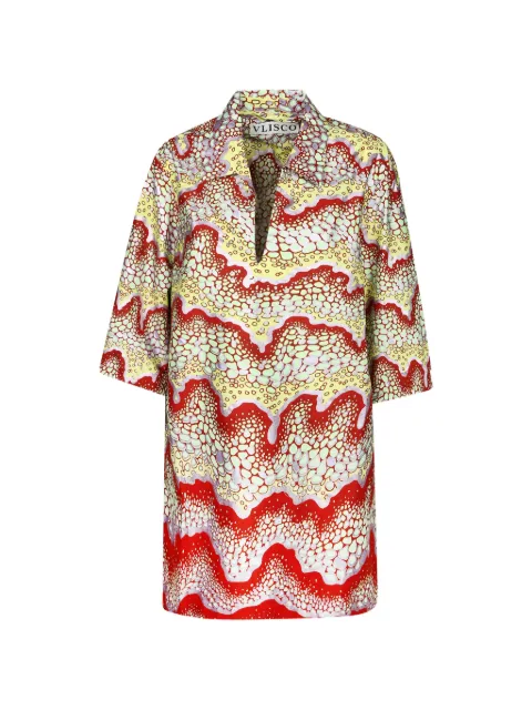 Vlisco Dialogues Bubble geometric-pattern wide-collar blouse