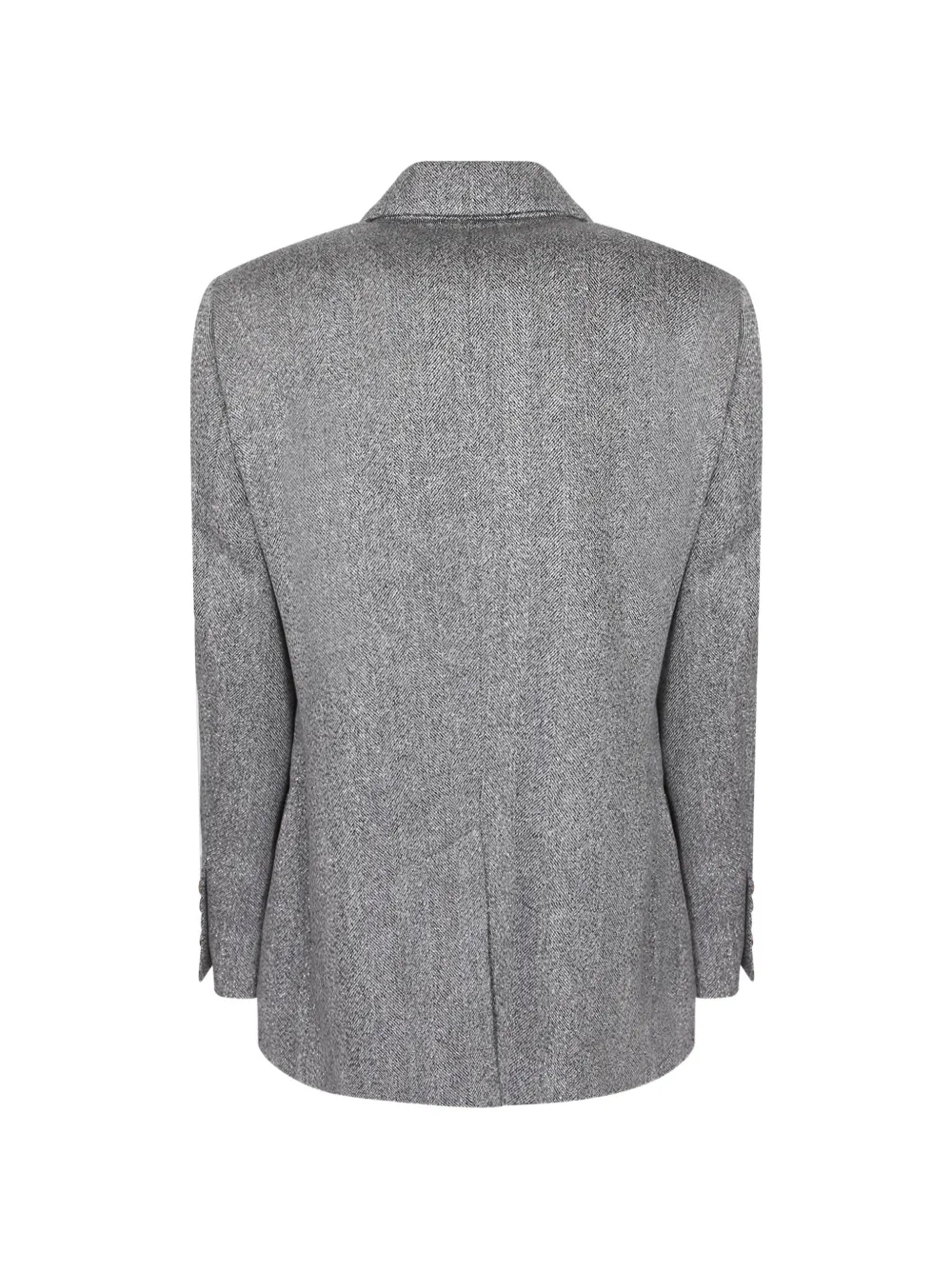 Brunello Cucinelli Blazer met dubbele rij knopen en visgraatpatroon Grijs