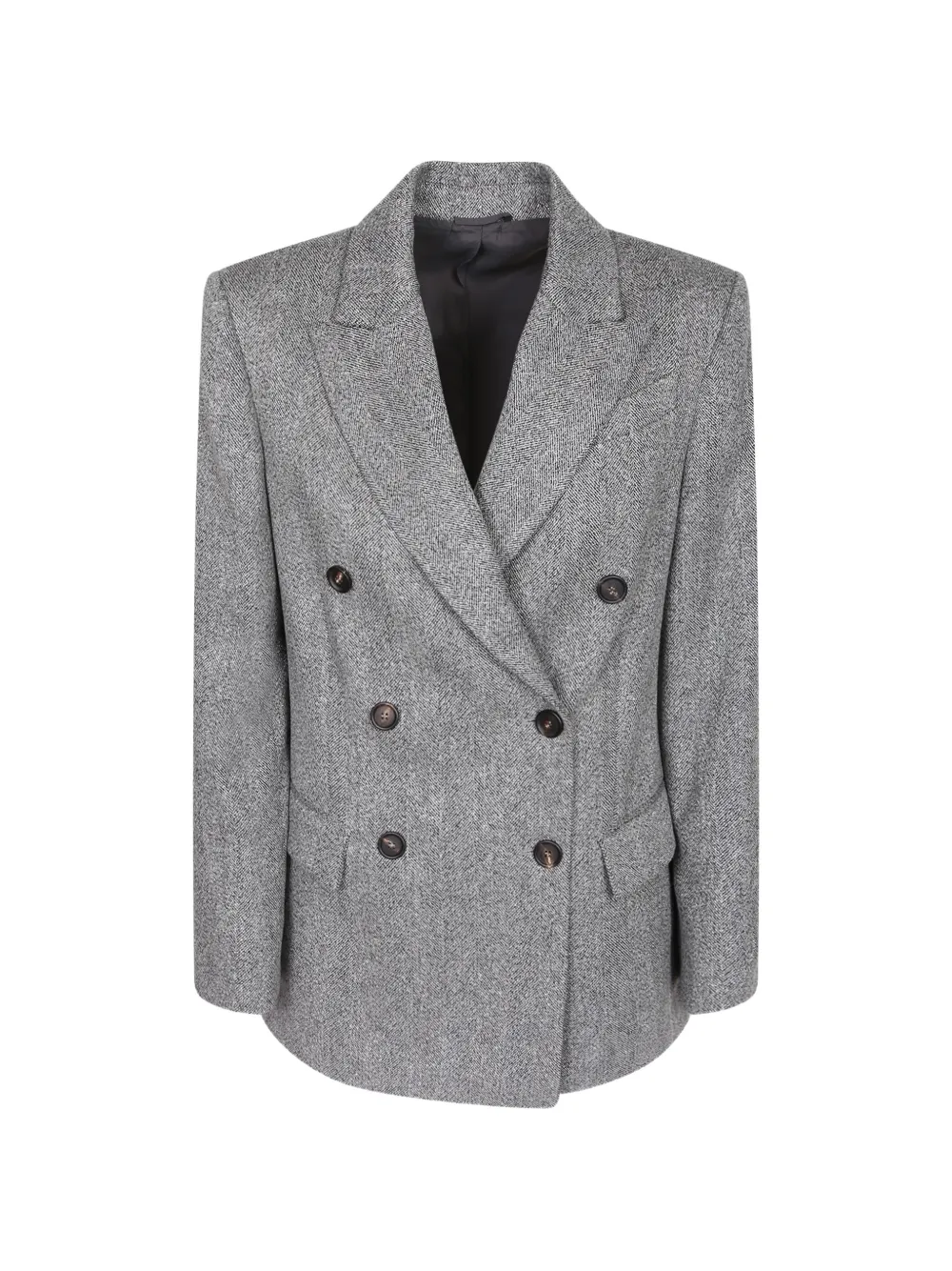 Brunello Cucinelli double-breasted herringbone-pattern blazer