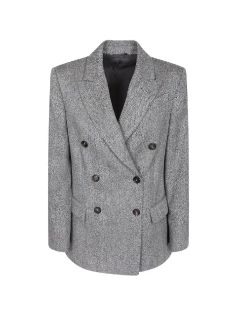 Brunello Cucinelli double-breasted herringbone-pattern blazer