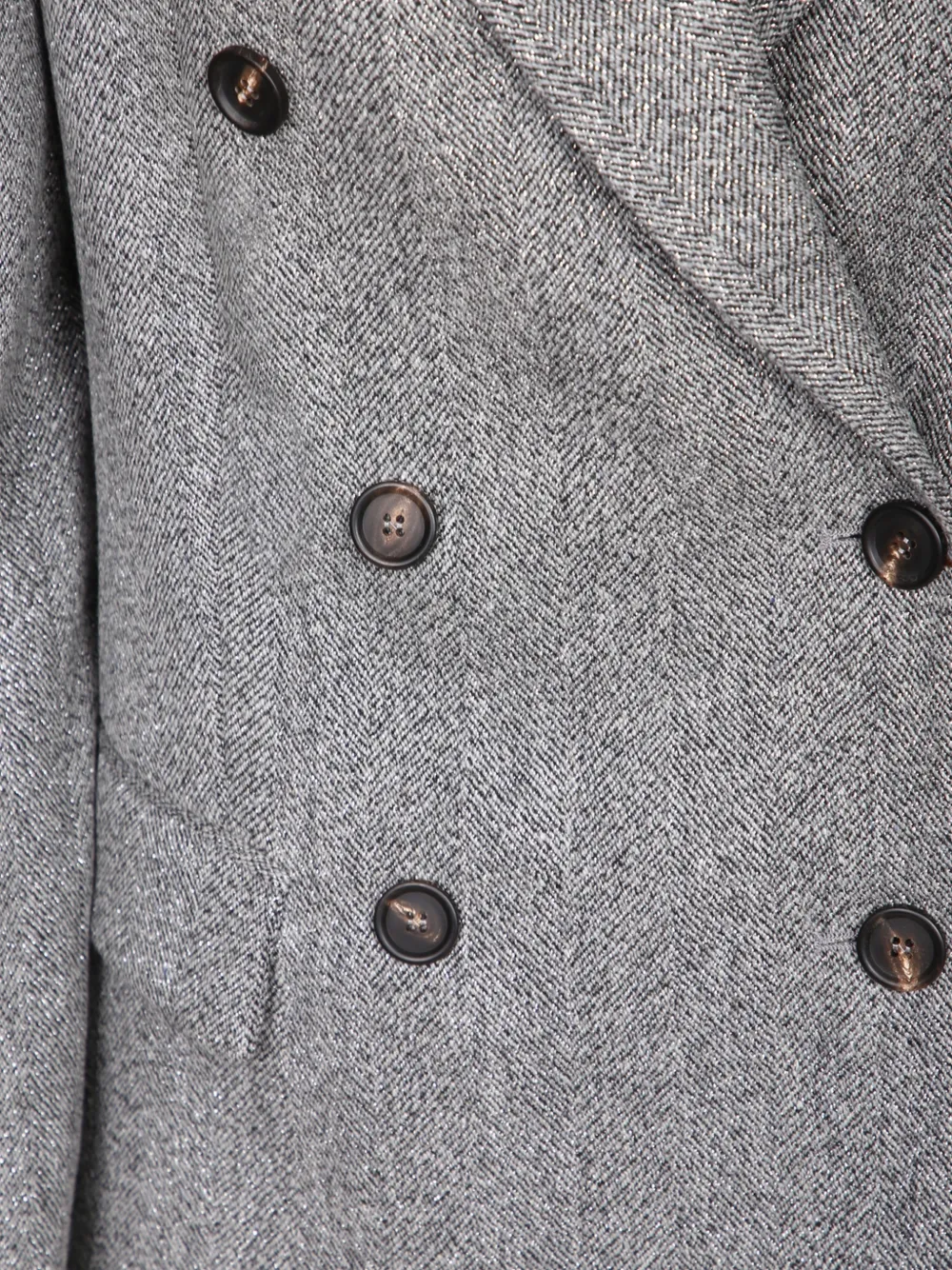 Brunello Cucinelli Blazer met dubbele rij knopen en visgraatpatroon Grijs