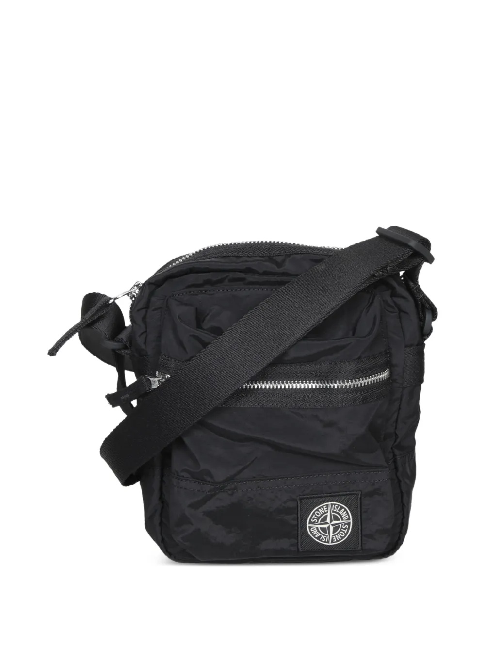 Stone Island sac à bandoulière 9200015 en nylon métallique enduit Econyl® avec poches et bride ajustable - Noir Stone Island sac à bandoulière 9200015 en nylon métallique enduit Econyl® avec poches et bride ajustable - Noir