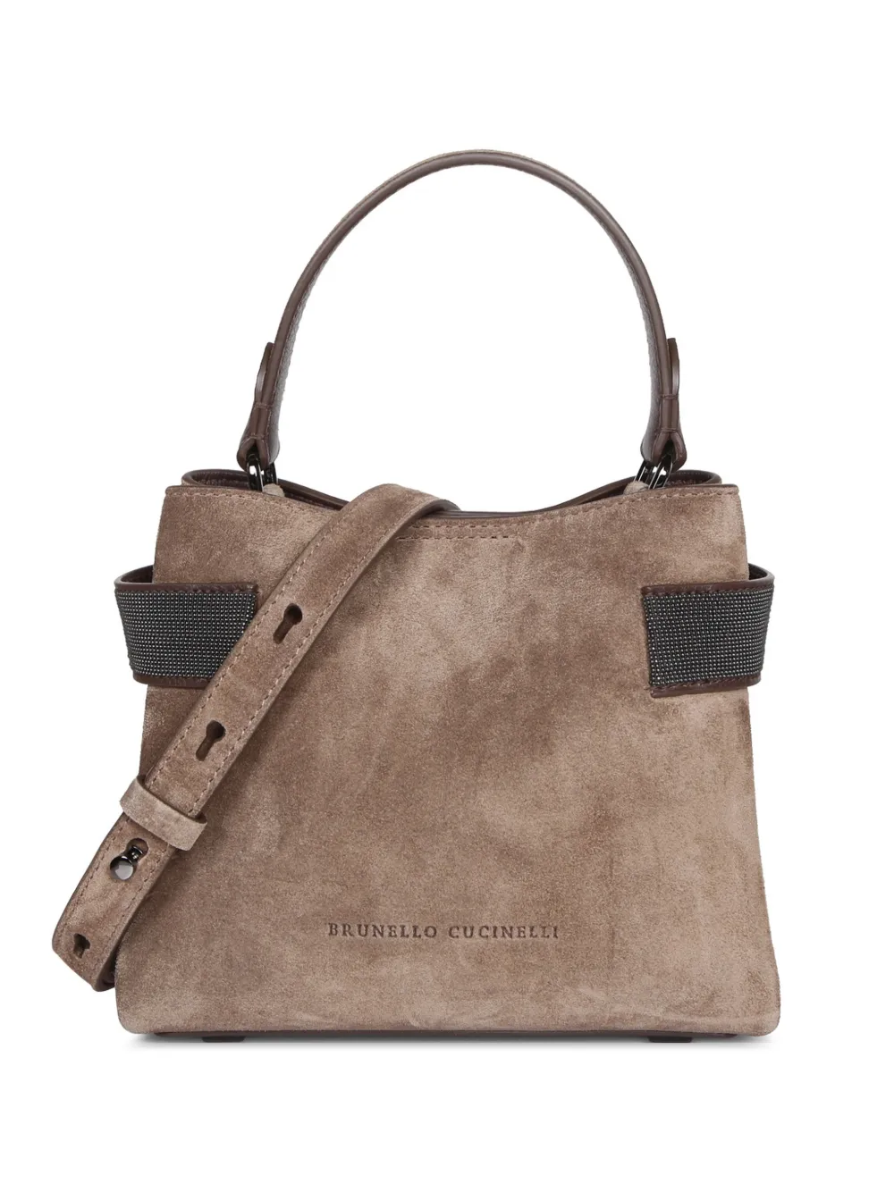 Brunello Cucinelli Essence small top-handle bag in suede with precious bands · OS