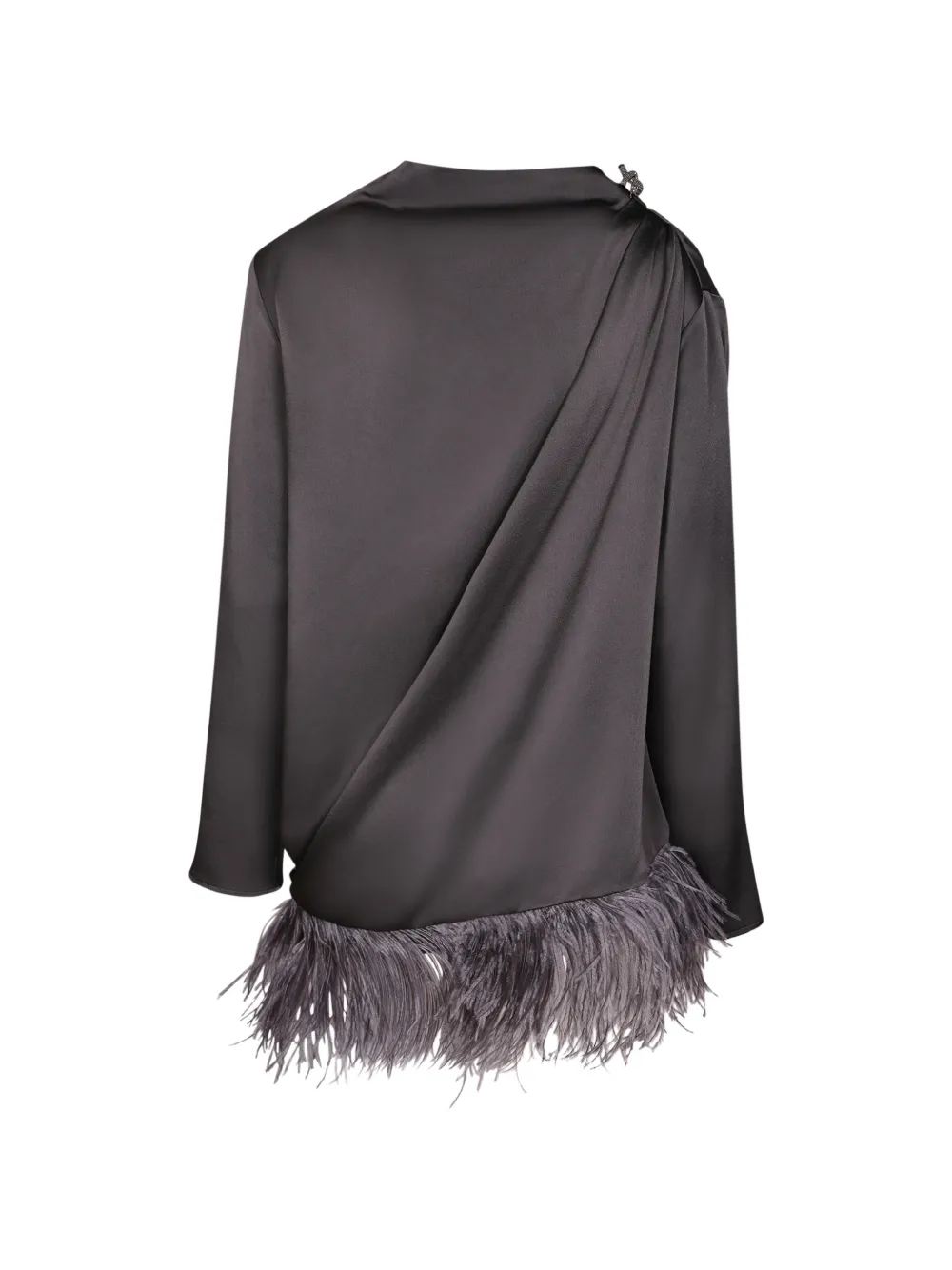 Fabiana Filippi Gedrapeerde top met veren afwerking Grijs