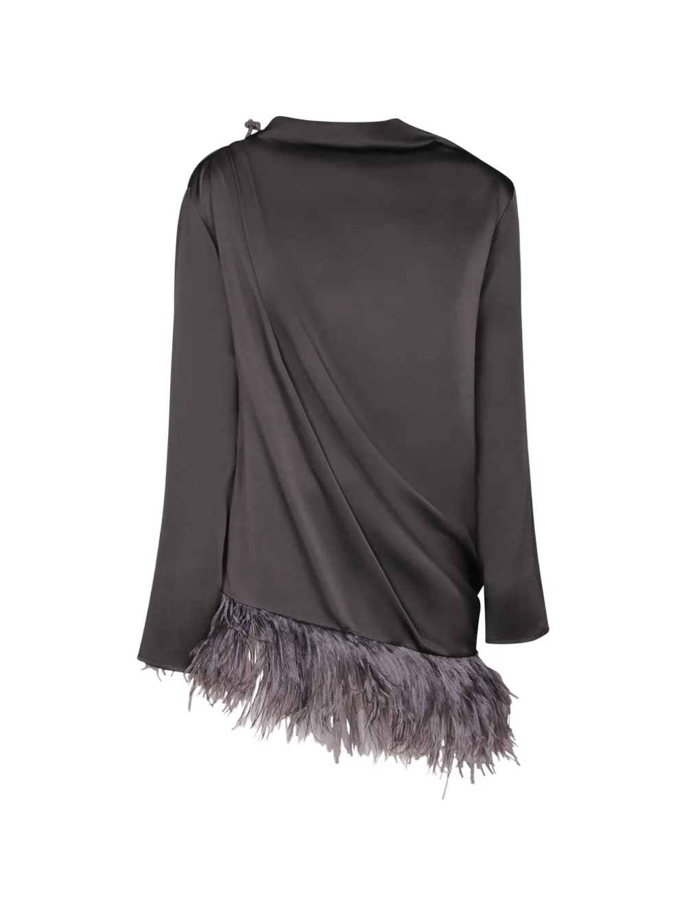 Fabiana Filippi Feather-trim Draped Top In Grey
