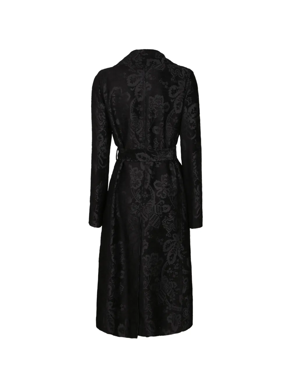 Etro Paisley-jacquard Belted Coat In Black