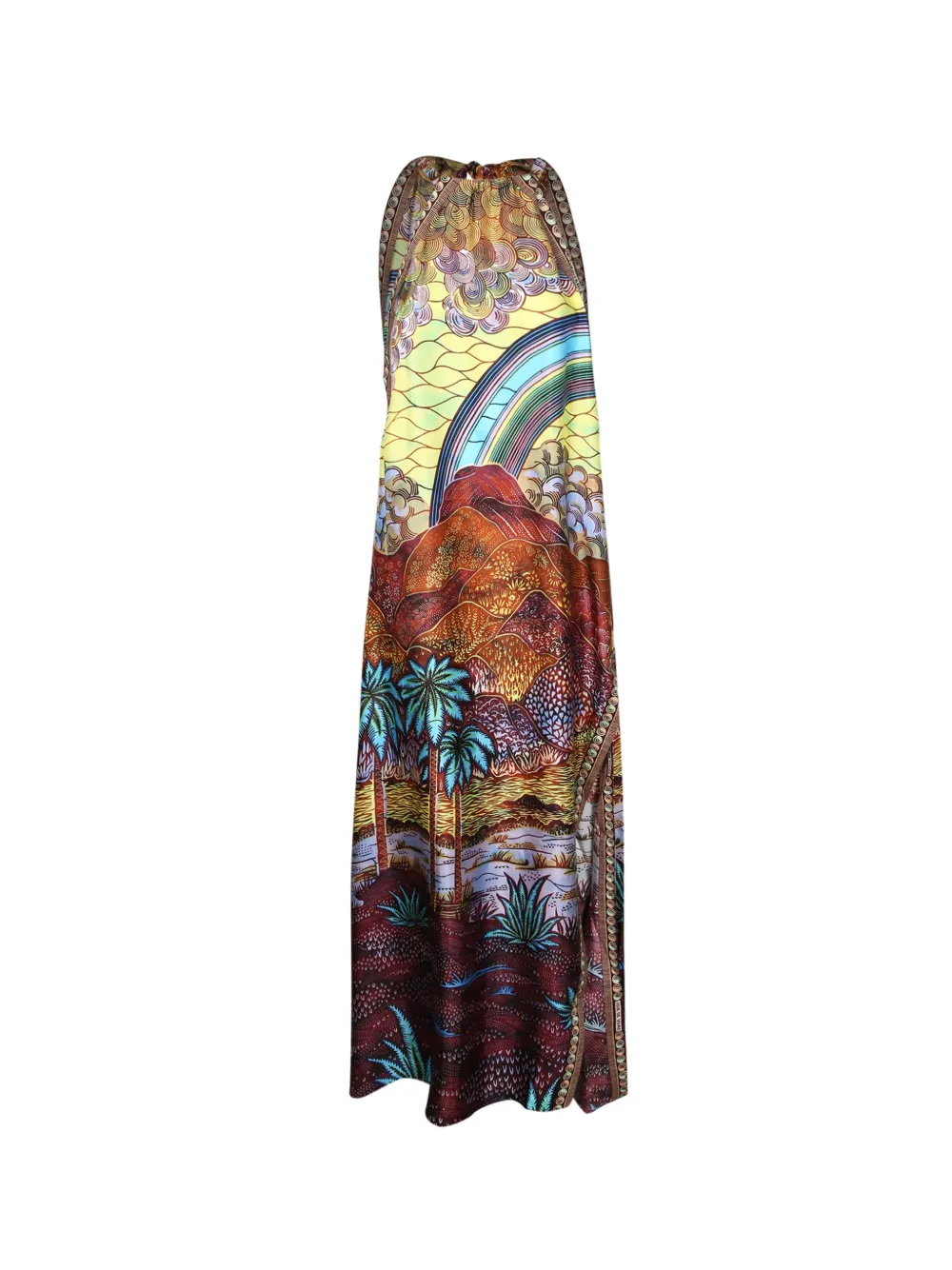 Vlisco Dialogues Rainbow landscape-print halterneck maxi dress · L