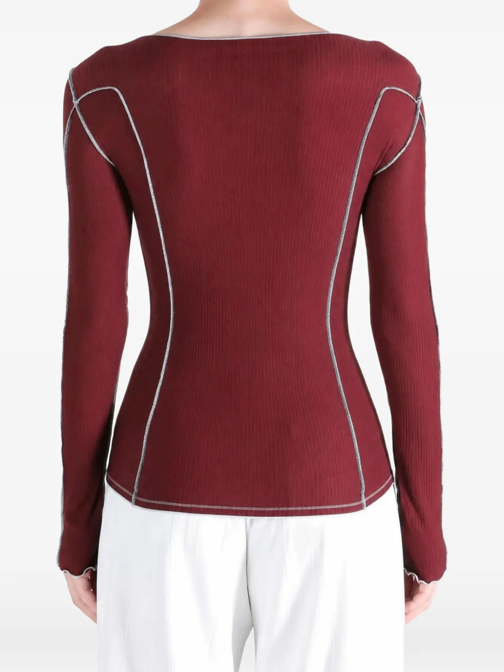 Baserange Omato T-shirt met contrasterende stiksels Rood