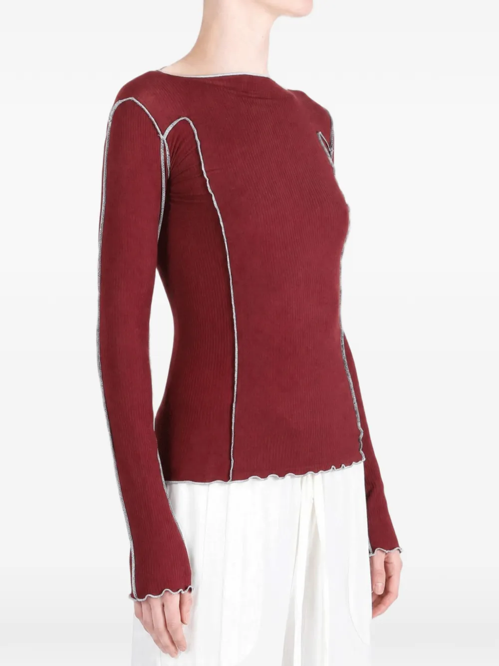 Baserange Omato T-shirt met contrasterende stiksels Rood