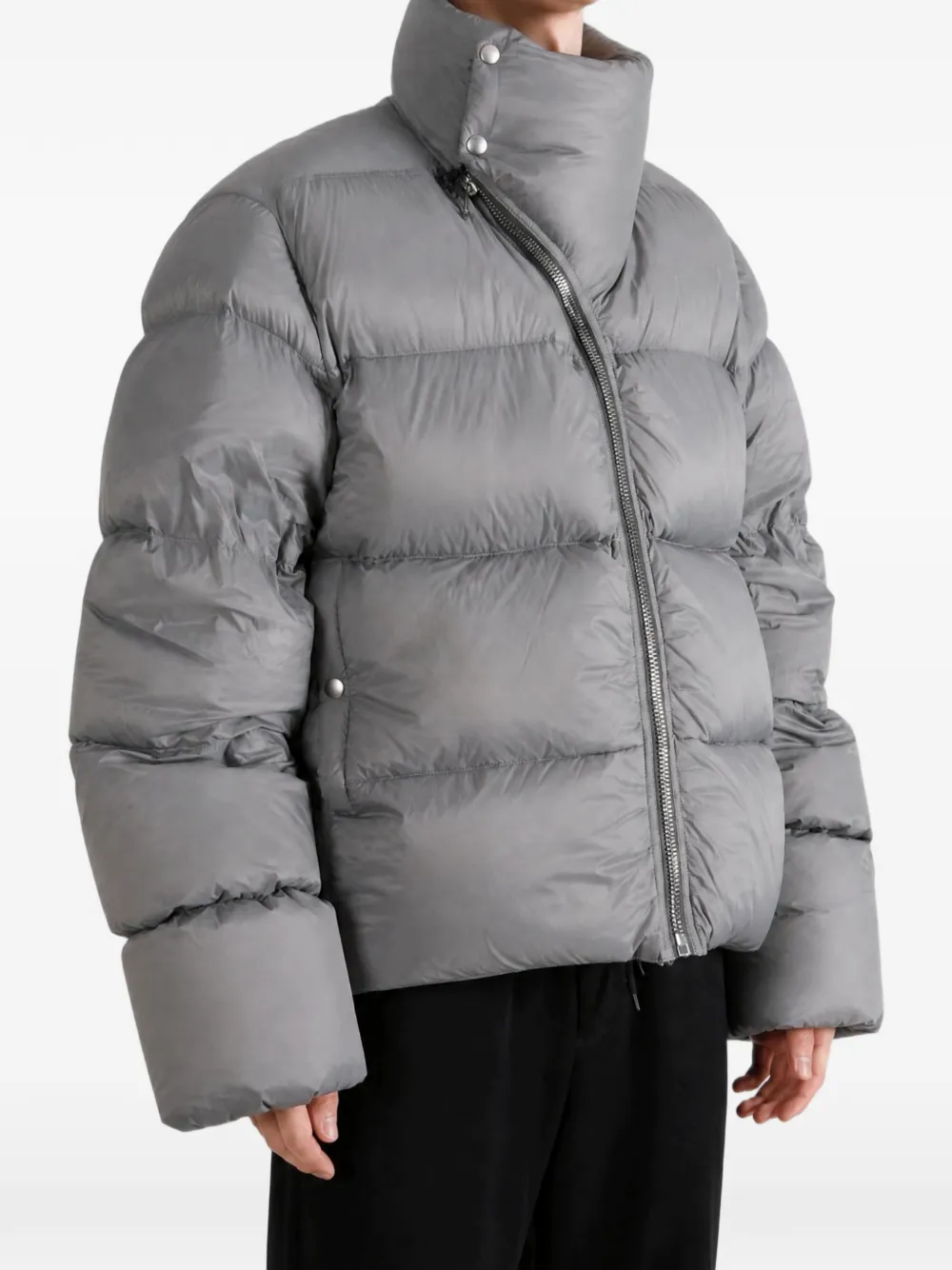 Rick Owens Gewatteerd jack met hoge hals Grijs